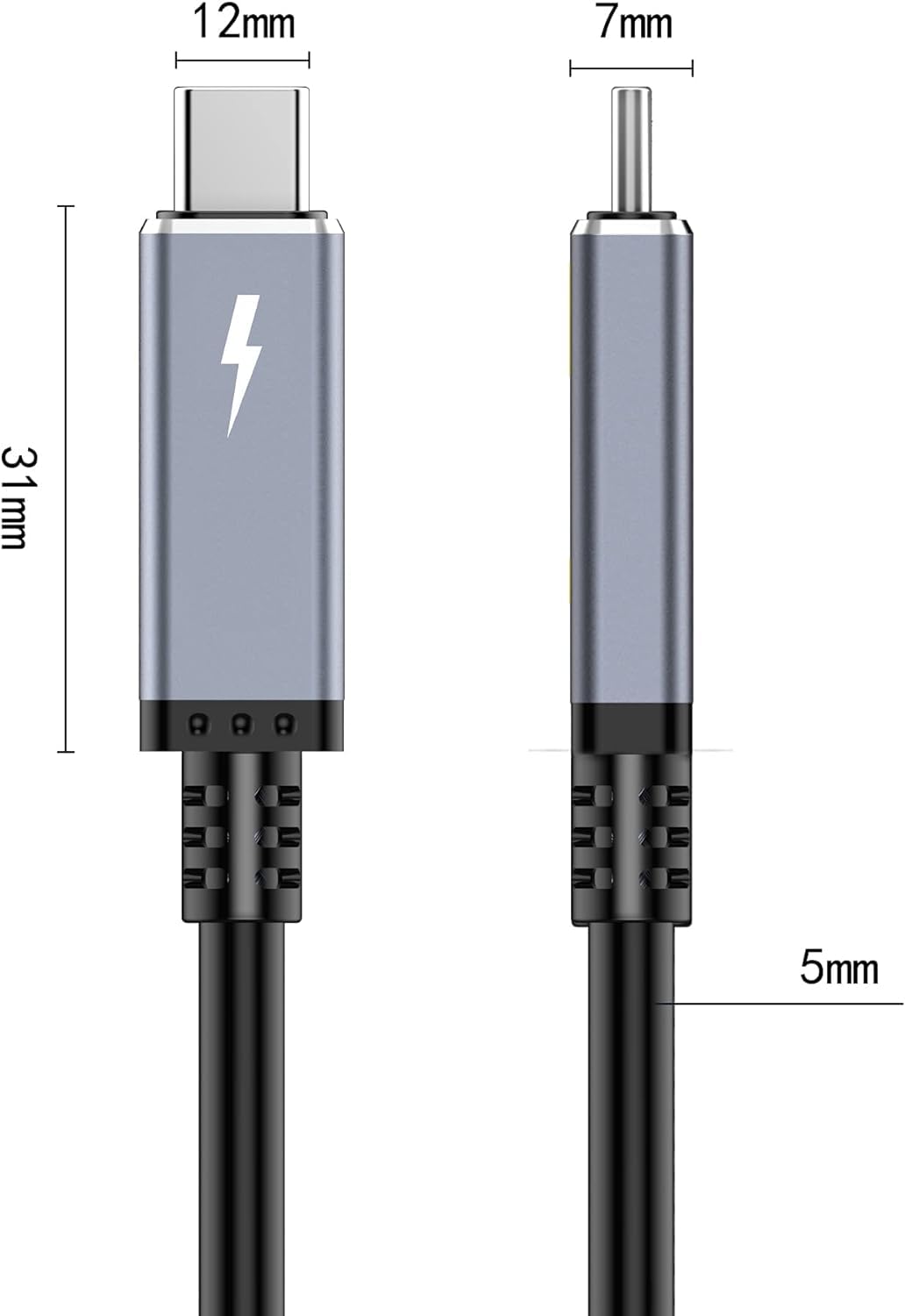 Trebleet 8.2Ft (2.5M) 40Gbps Usb4 Cable Compatible With Thunderbolt 3, Thunderbolt 4,100W,5K@60Hz, Compatible With Thunderbolt 3 (Usb C) Hub, Adapter, Egpu, 20V/5A